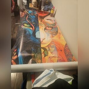 Colorful Cat Art Print High Quailty Fabric Wall Art